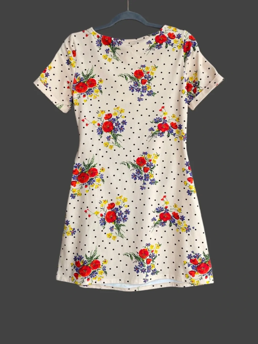 Sezane Cream short Pippa Dress with Red Floral Print NWT - Picture 7 of 15